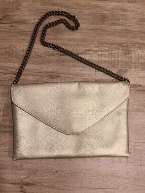 Gold Envelope Crossbody Bag with Chain Strap